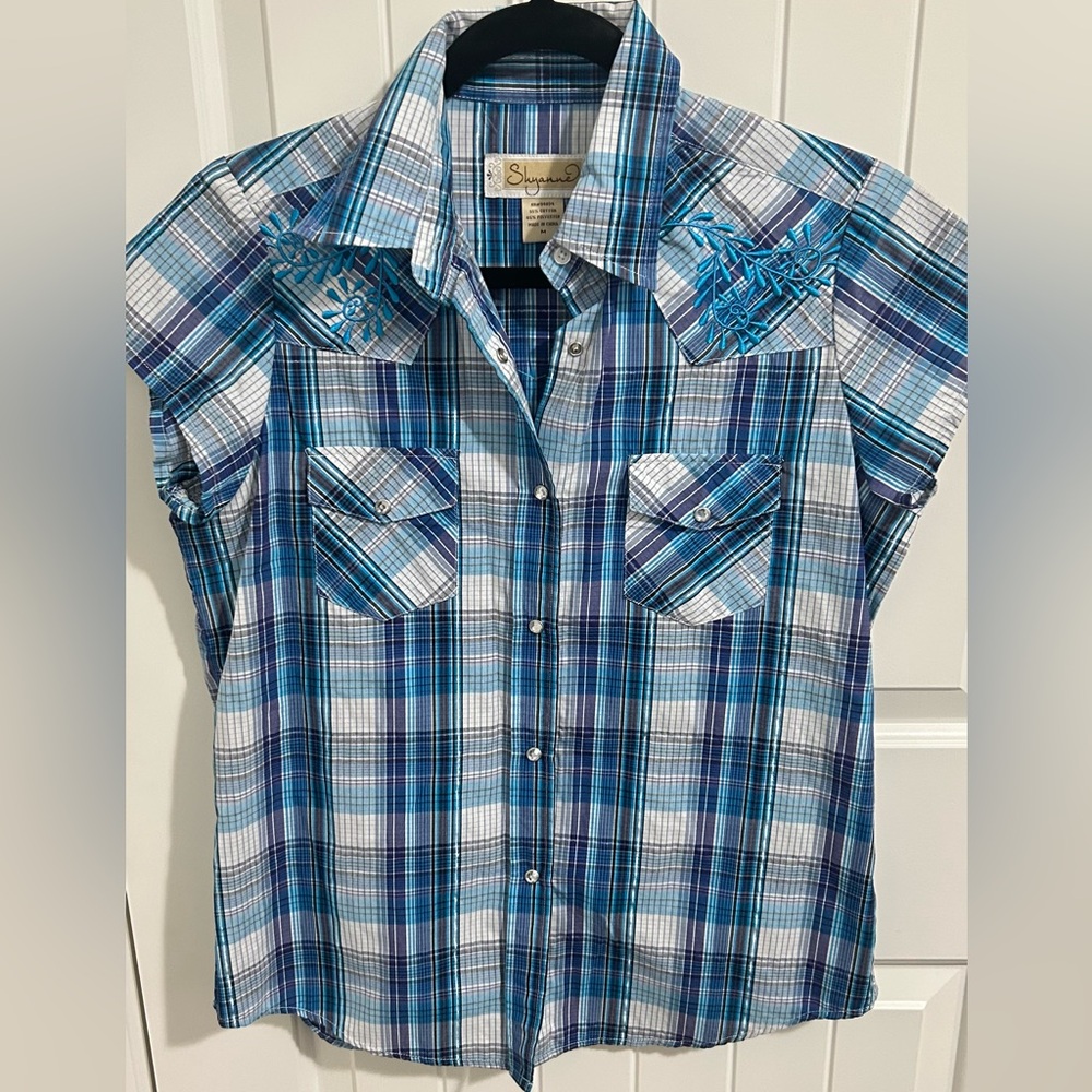 Shyanne Blue and White Plaid Shirt